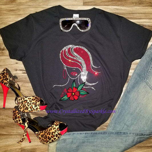 Crimson & Cream Lady Rhinestone Tee