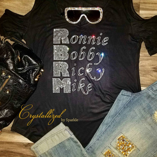 Ronnie Bobby Ricky Mike RBRM Tour Rhinestone Tee